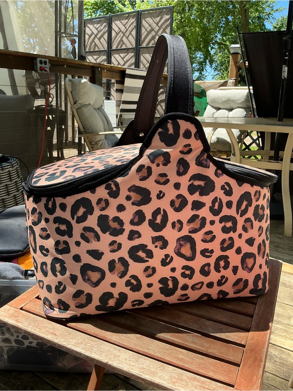 Leopard Print cooler with Black Trim